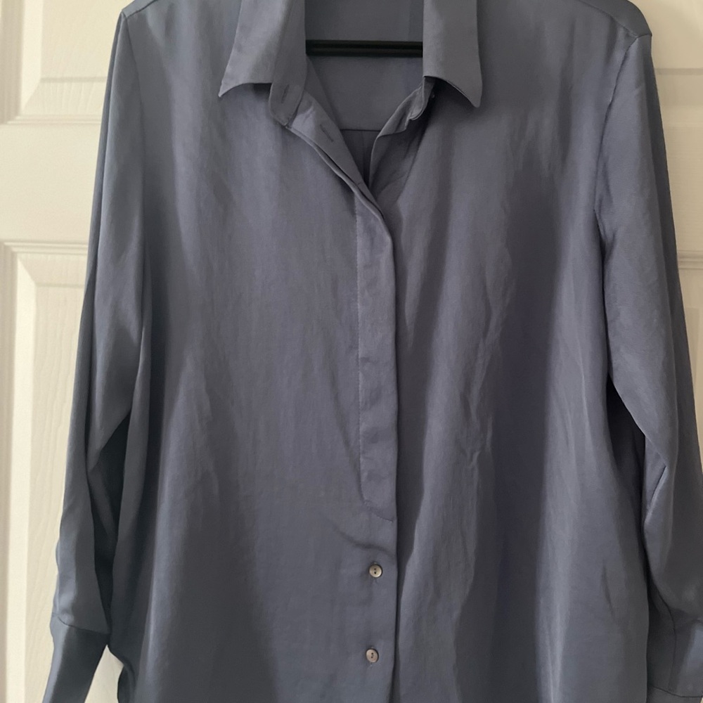 Mango Gray Casual Button Down Dress